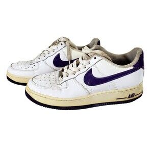 Nike Sneakers Air Force 1 GS Low 7Y US Youth White Purple 31492 128 Womens 8.5